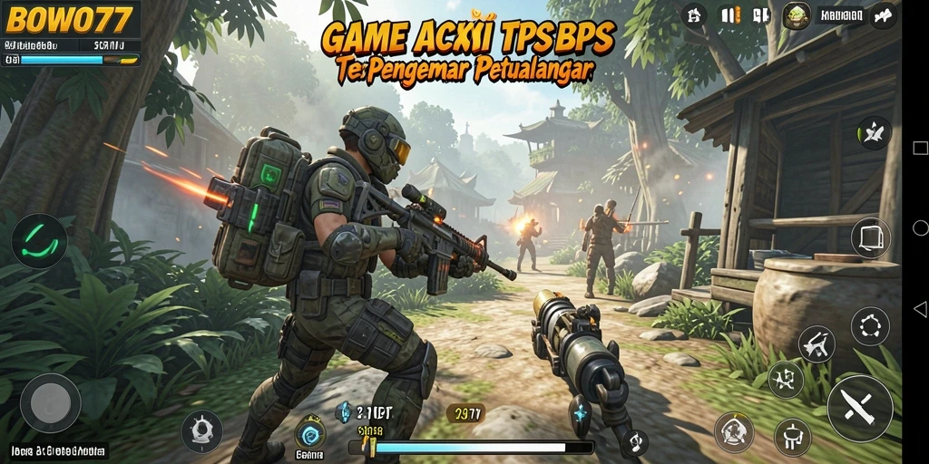 Screenshot menunjukkan aksi seru dalam BOWO77 dengan grafis tinggi.