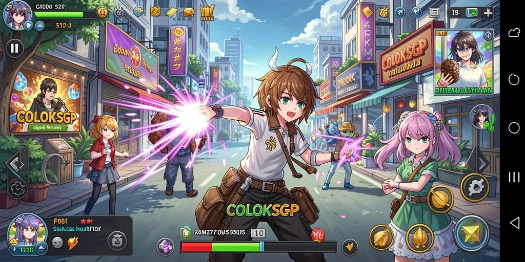 Tampilan gameplay menarik dari COLOKSGP yang penuh warna dan karakter.