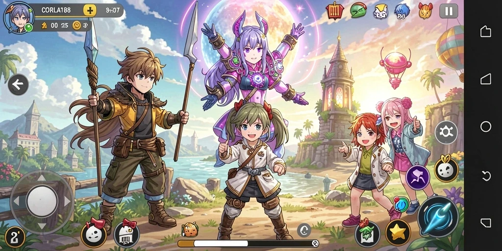 Tampilan gameplay <strong>CORLA188</strong> yang mendebarkan dengan karakter anime ikonik.