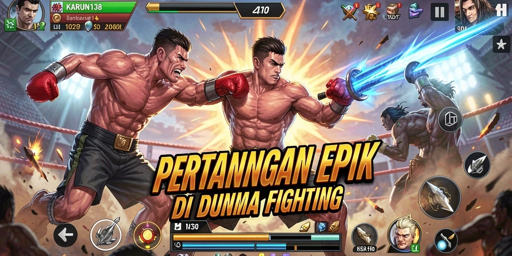 Gameplay pertarungan seru dengan karakter unik di KARUN138.
