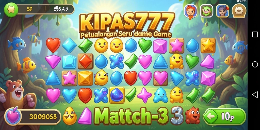 Tampilan gameplay seru di KIPAS777 dengan kombinasi Match-3.