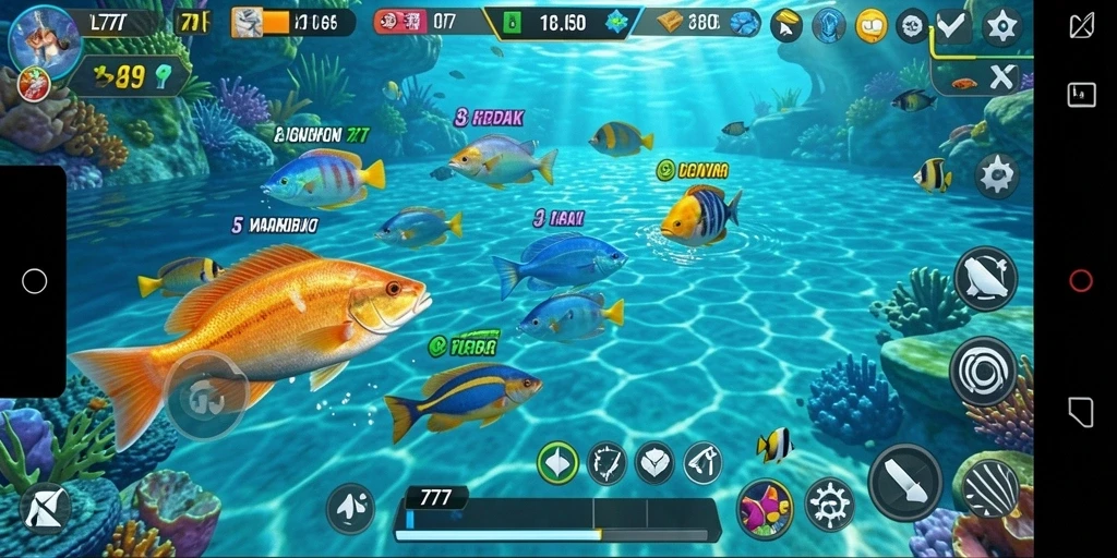 Tampilan gameplay L777 yang seru saat menembak ikan.