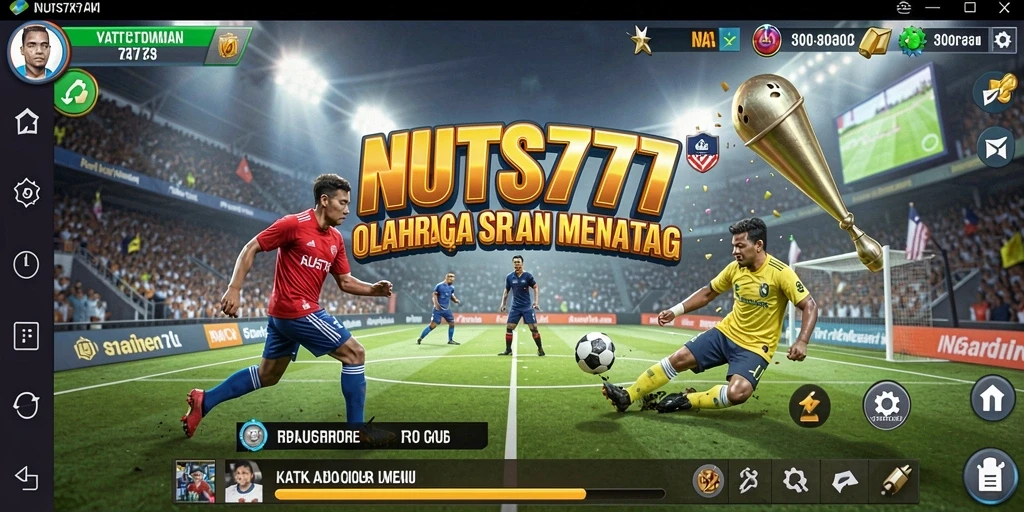 Tampilan gameplay menarik dari NUTS777 dengan peserta beraksi di arena olahraga.