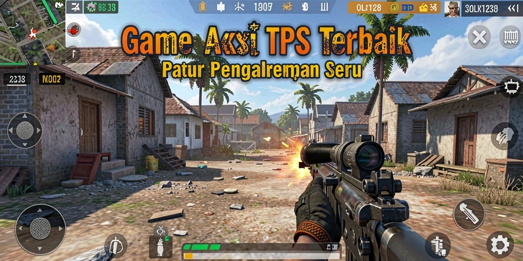 Tangkapan layar gameplay <strong>OLX128</strong> menunjukkan aksi menegangkan dalam pertarungan TPS.