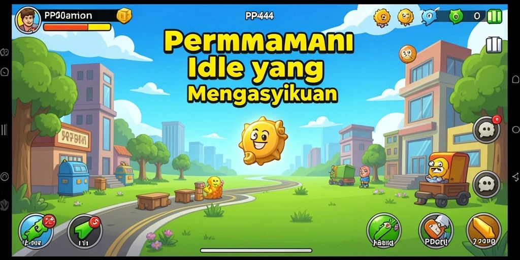 Tangkapan layar dari gameplay PP444 yang menampilkan dunia Idle yang menarik.