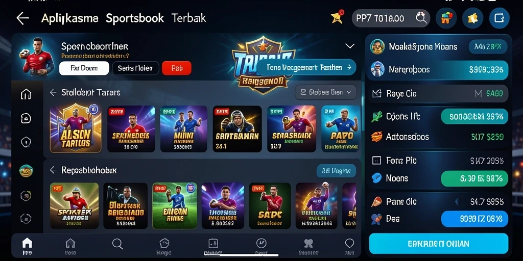Tampilan gameplay PP7 dengan fitur Sportsbook menarik.