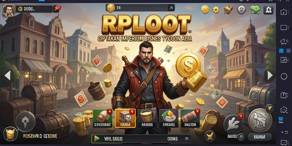 Screenshot gameplay RPLOOT yang menunjukkan strategi bisnis yang menarik.