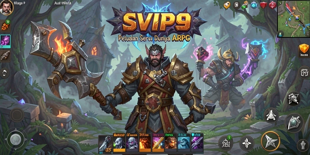 Tangkapan layar gameplay dari SVIP9 yang menampilkan aksi ARPG yang mendebarkan.