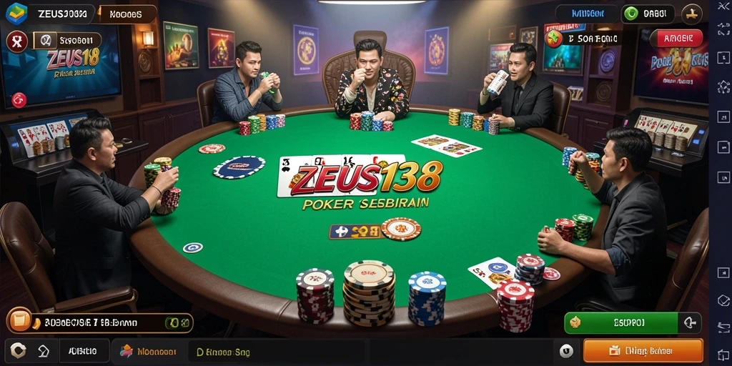 Tampilan permainan poker yang seru dan menarik di ZEUS138.